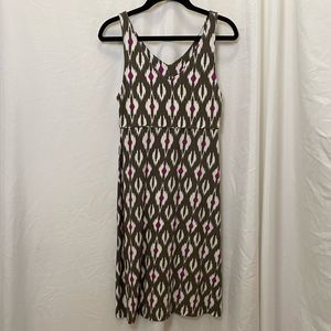 Athleta a-line midi dress, brown & magenta, size XXS